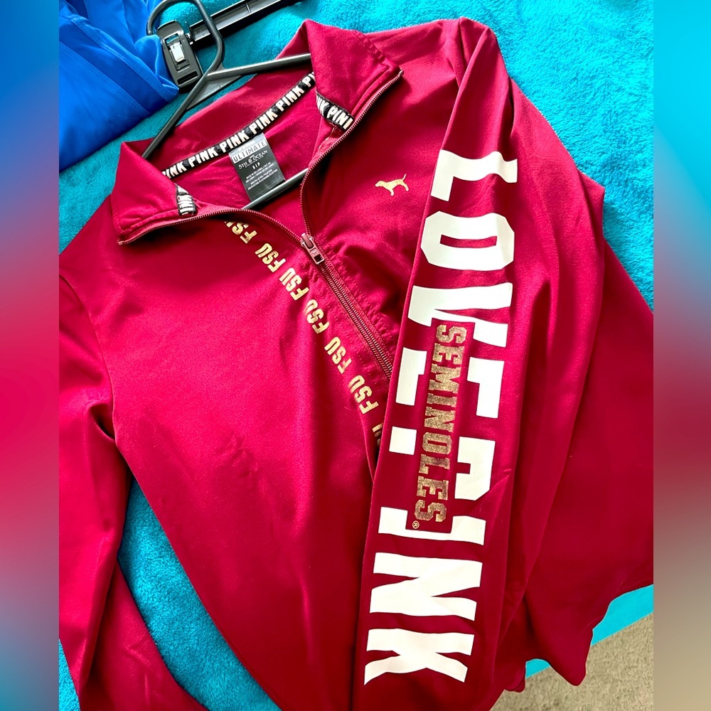 PINK FLORIDA STATE SEMINOLES half-zip workout jacket